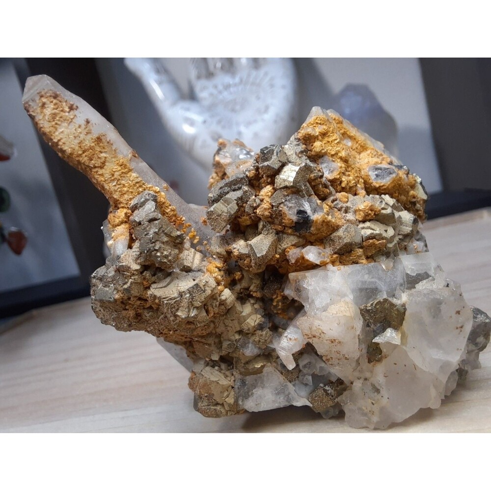 Natural Multi-Mineral Cluster: Quartz, Pyrite, Sphalerite with Golden Limonite - Picture 2 of 7